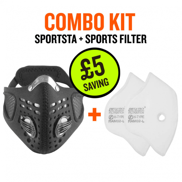 Sportsta Mask with Sports Filter Twin Pack - Bluenote